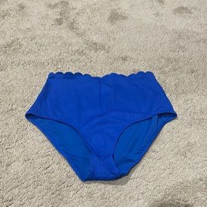 Royal blue Aerie waffle textured scalloped edge high rise bikini bottom